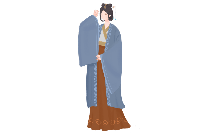 手绘-汉服少女手绘贴纸