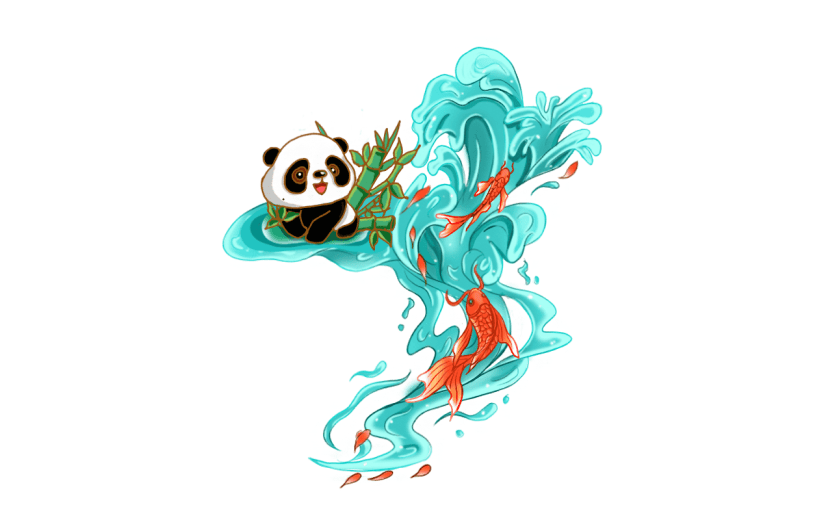 卡通感国庆节熊猫元素贴纸