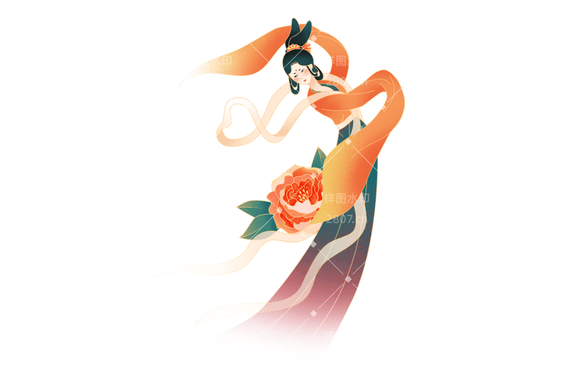 中国风中秋节女性元素贴纸