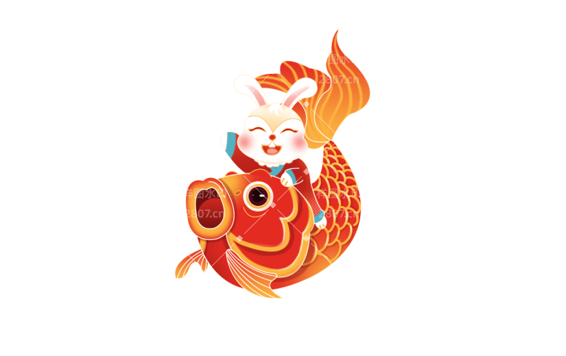 卡通感春节兔子元素贴纸