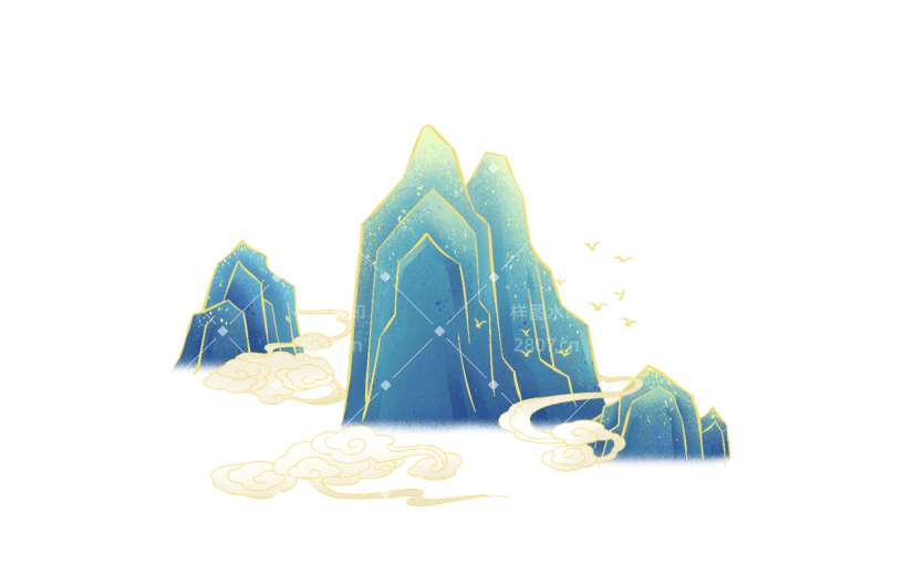 中国风中式国潮插画山水元素素材