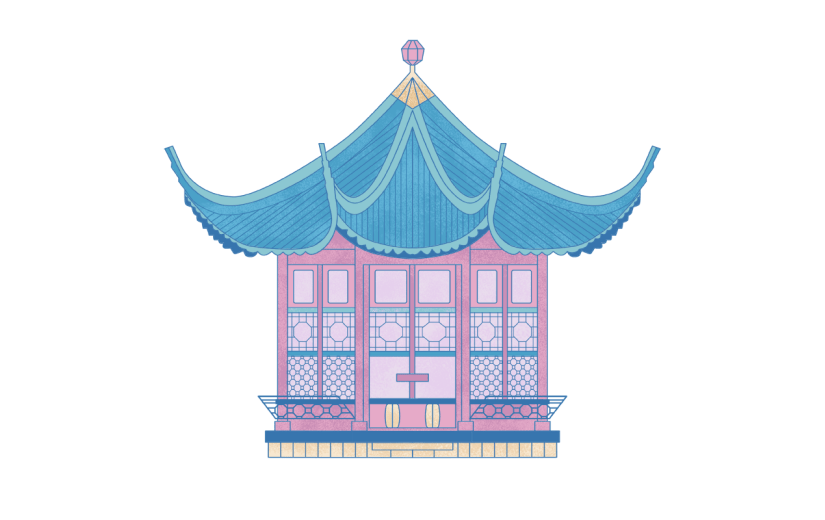 中国风-传统建筑元素插画9