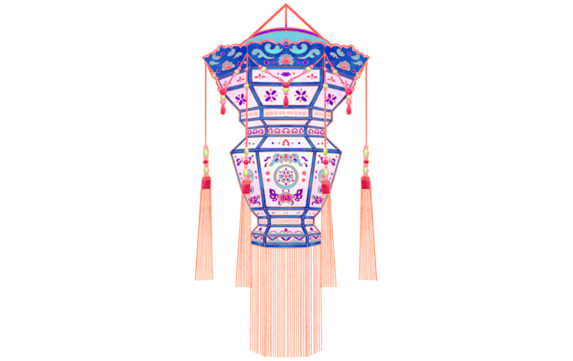 中国风-手绘中秋节花灯节日元素7