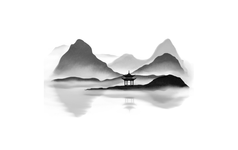 手绘-水墨中国风山水画场景4