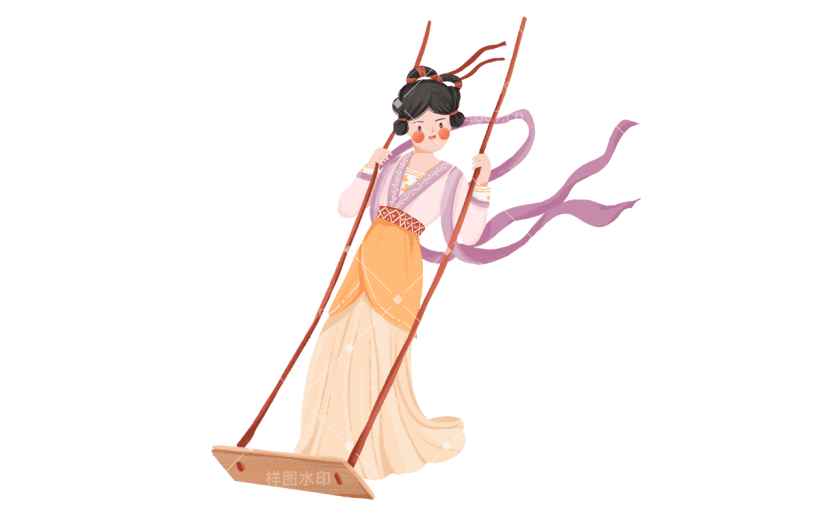 手绘-中国风少女人物插画贴纸3