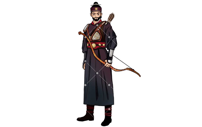 手绘-武侠元素人物插画贴纸-护卫