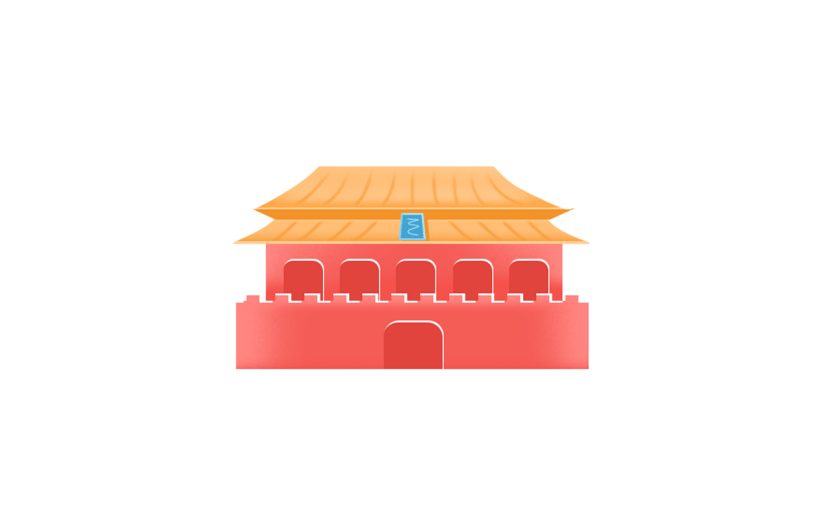 卡通感劳城楼元素贴纸
