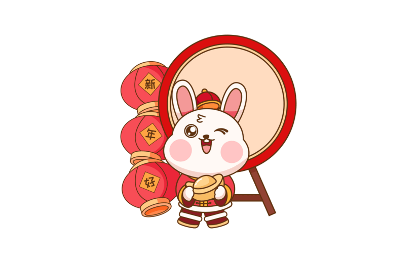 卡通感春节兔子元素贴纸