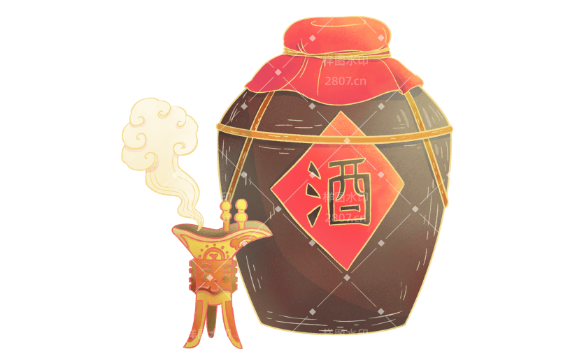 中国风贴纸-酒坛子