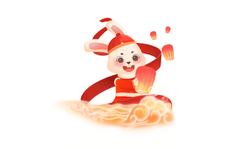 卡通感春节绸缎元素贴纸