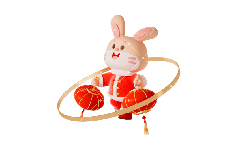 3D春节兔子元素贴纸