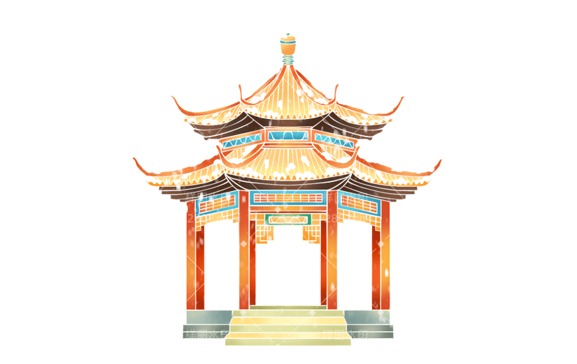 小雪节气通用国潮中国风传统建筑元素贴纸