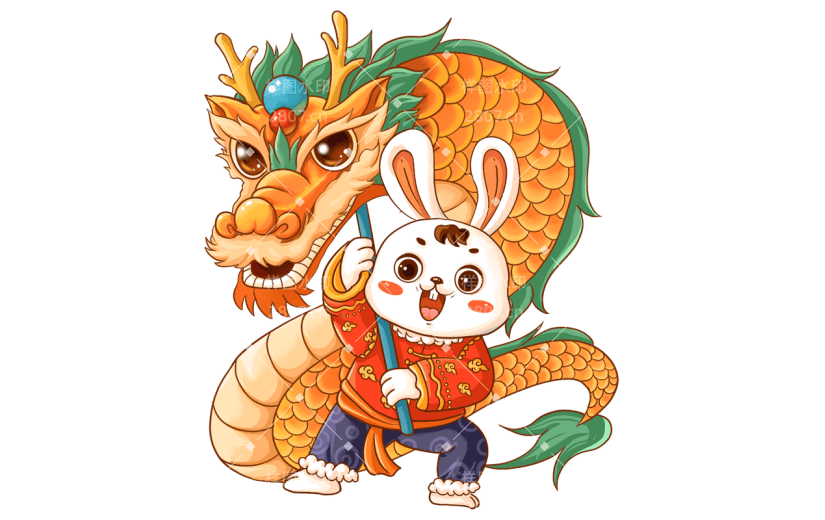 中国风春节兔子元素贴纸