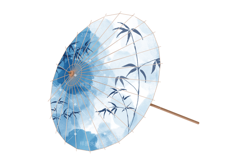 中国风-手绘花朵油纸伞贴纸