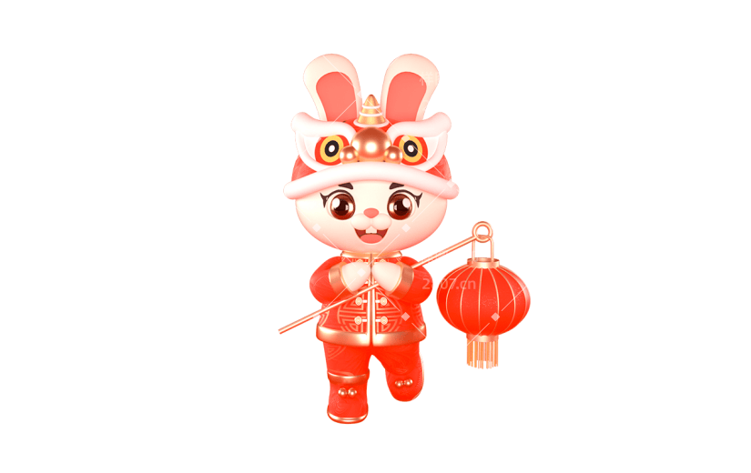 3D春节兔子元素贴纸