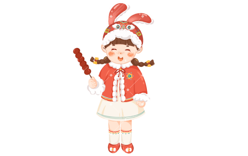 卡通感春节女生元素贴纸