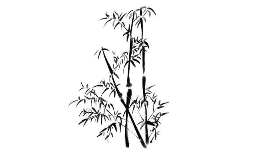 手绘水墨-竹叶元素