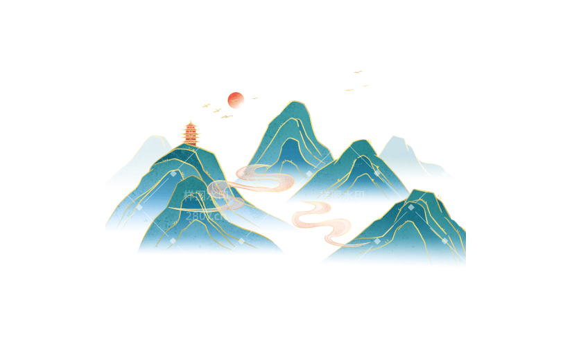 通用中式中国风国潮山水元素
