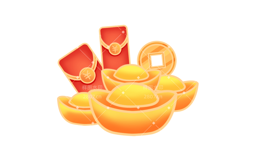 中国风春节金元宝元素贴纸