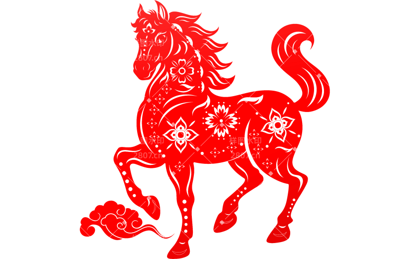 马年喜庆窗花马元素