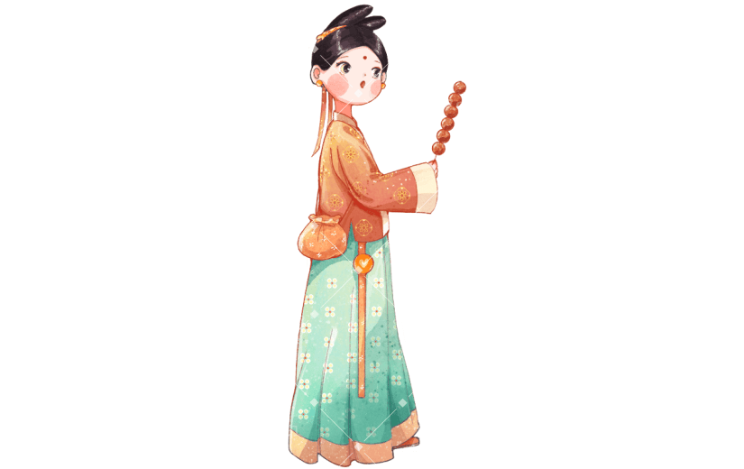 手绘-中国风汉服人物插画贴纸10