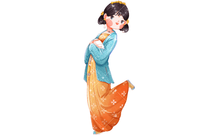 手绘-中国风汉服人物插画贴纸7
