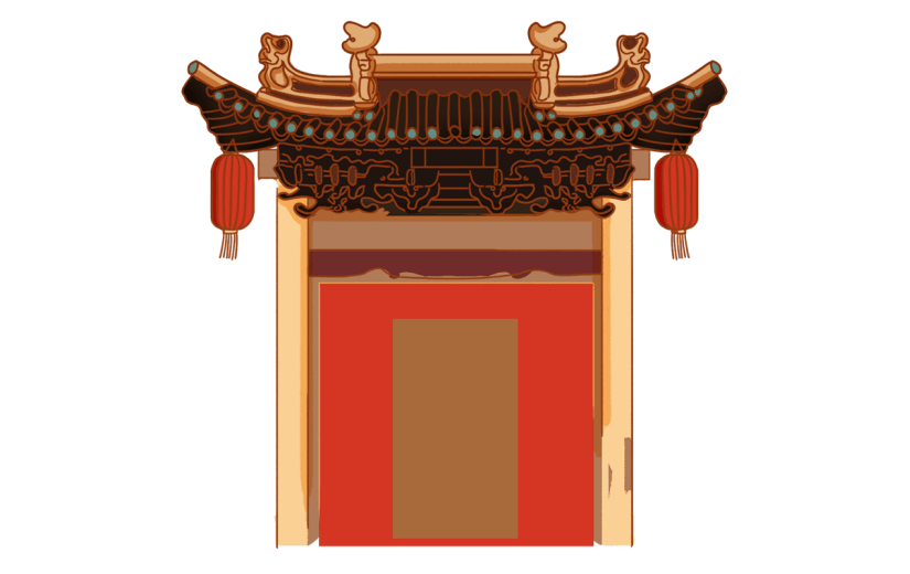 卡通感春节门元素贴纸
