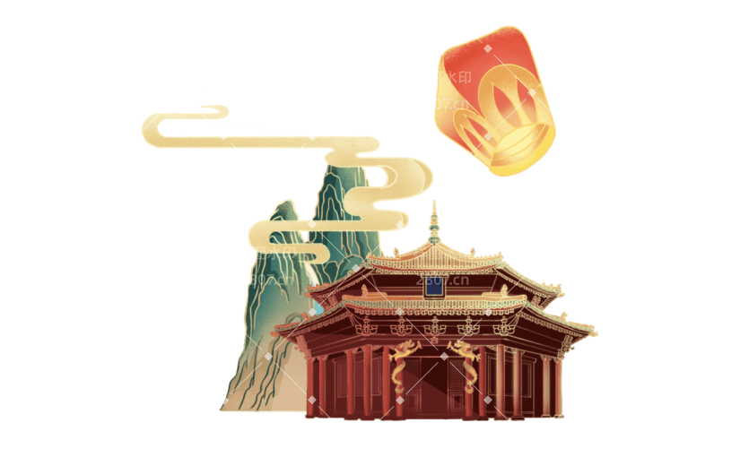 中国风中秋节塔元素贴纸