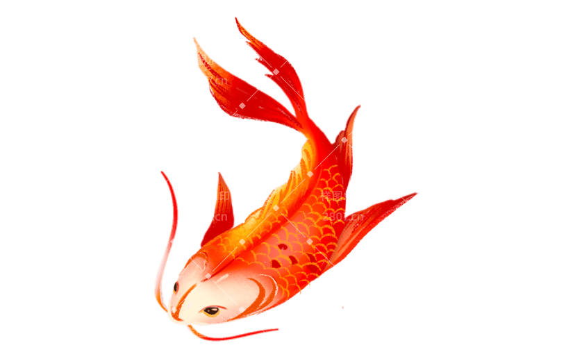 手绘春节鲤鱼元素贴纸