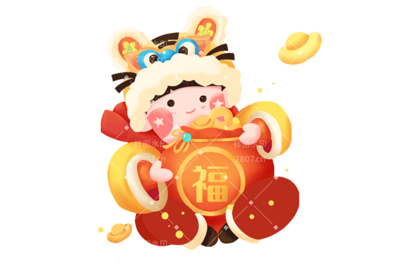 可爱感春节女孩元素贴纸