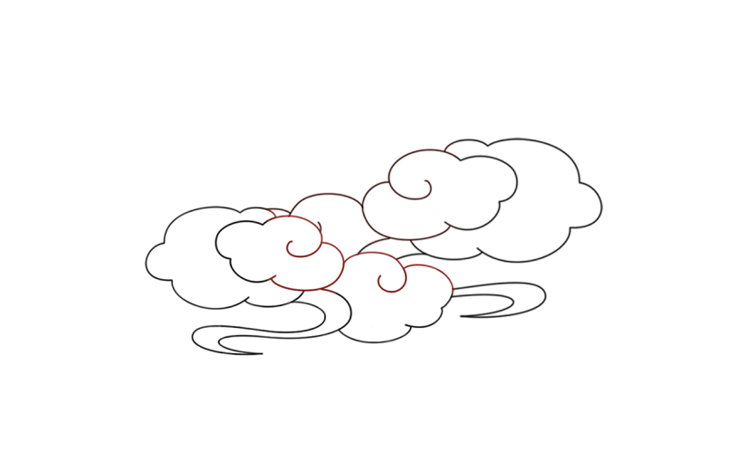 卡通感春节祥云元素贴纸