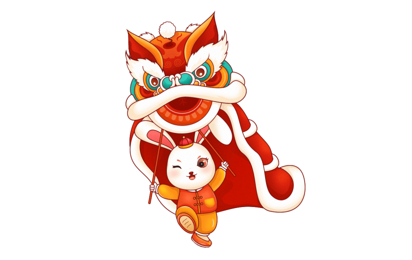 卡通感春节兔子元素贴纸