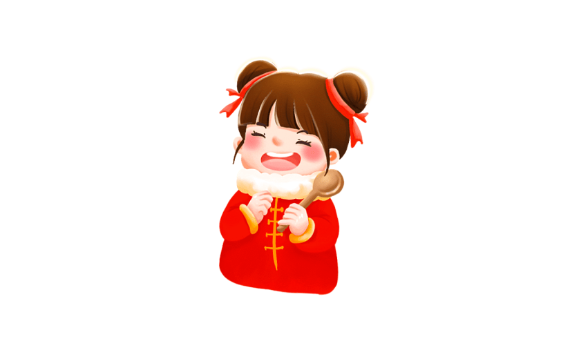 卡通感春节女生元素贴纸