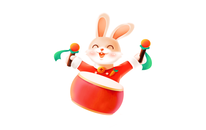 卡通感春节兔子元素贴纸