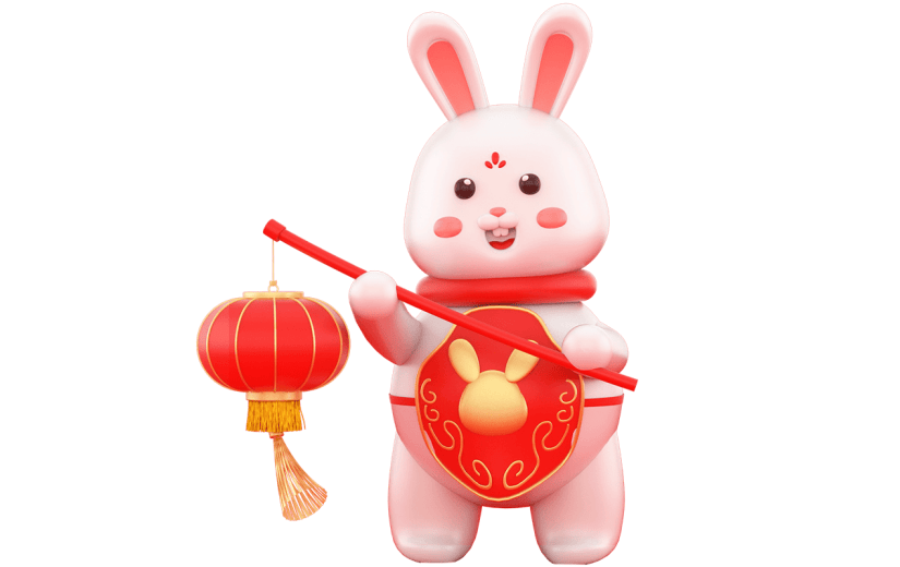 3d感春节兔子元素贴纸