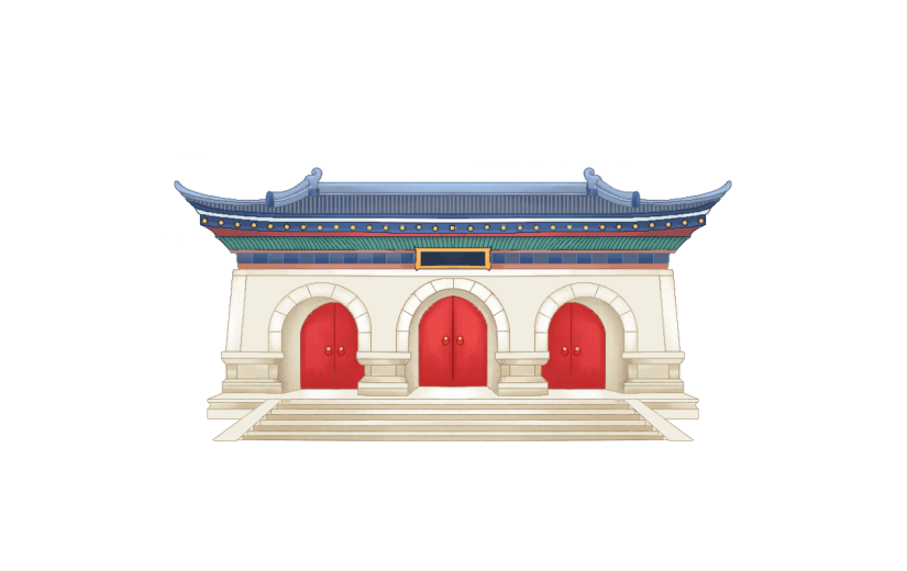 手绘-中国风文化建筑创意贴纸4