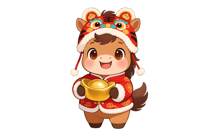 马年卡通感插画可爱小马元素