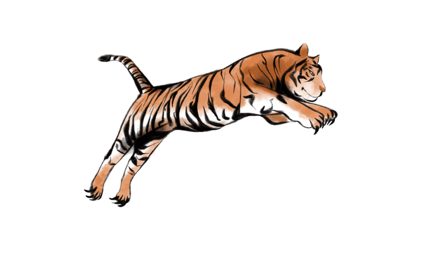 水墨中国风动物老虎4