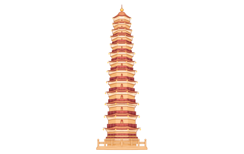 手绘-中国风文化建筑创意贴纸1