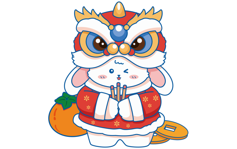 卡通感春节兔子元素贴纸