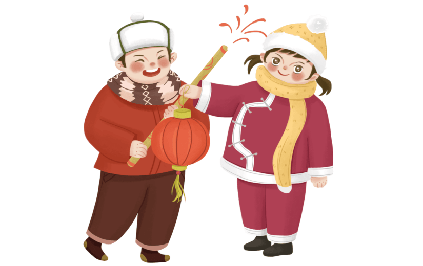 新年喜庆的卡通人物灯笼元素