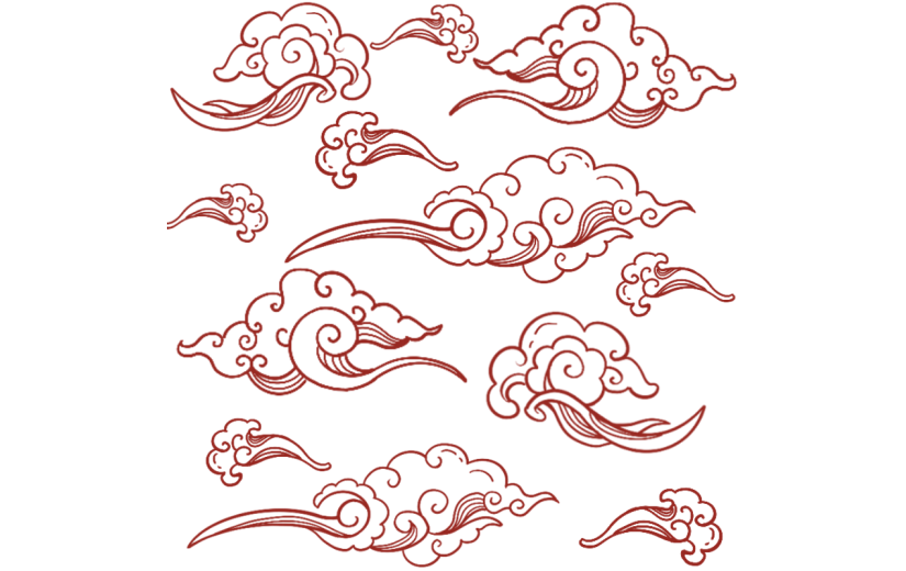 祥云元素线条贴纸