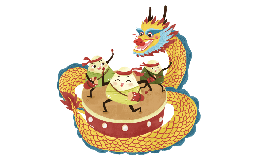 手绘-端午节大尺寸贴纸-跳舞