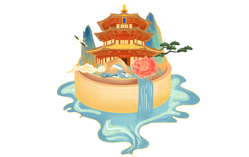 手绘-国潮风建筑