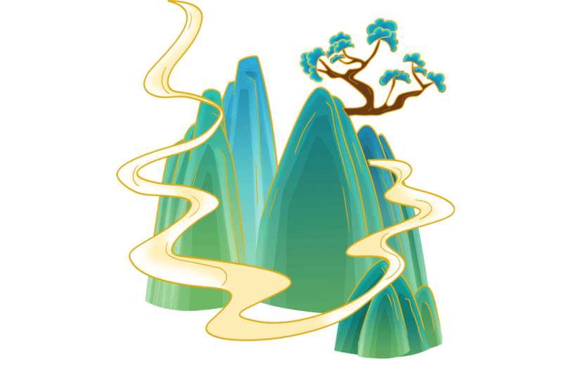 卡通感春节山元素贴纸