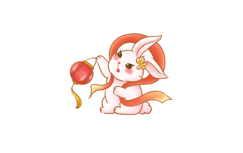 中秋节八月十五月中国风兔子提灯笼元素