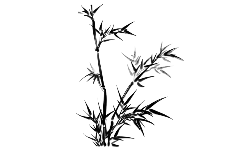 手绘水墨-竹叶元素