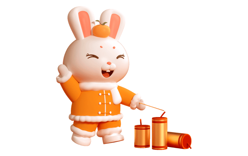 3D春节兔子元素贴纸