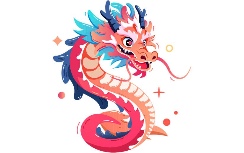 春节龙通用国潮插画龙形象贴纸