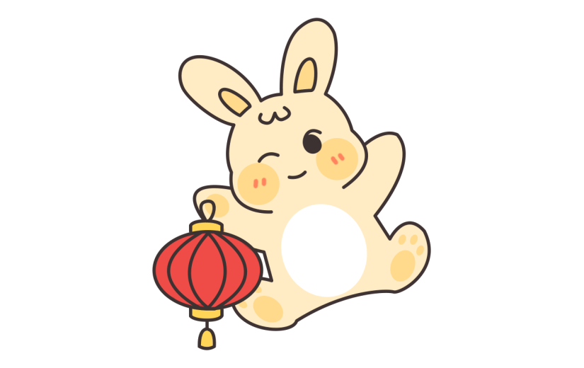 卡通感春节兔子元素贴纸